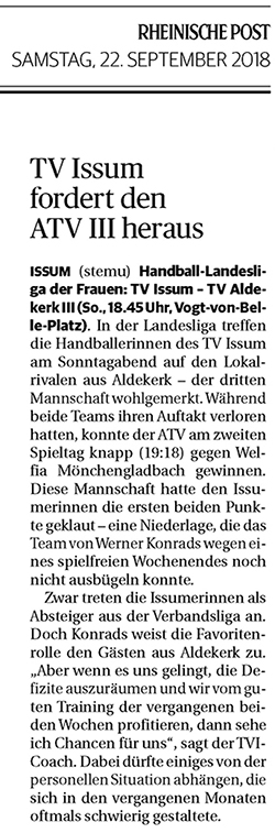 180922 TV Issum for­dert den ATV III he­raus