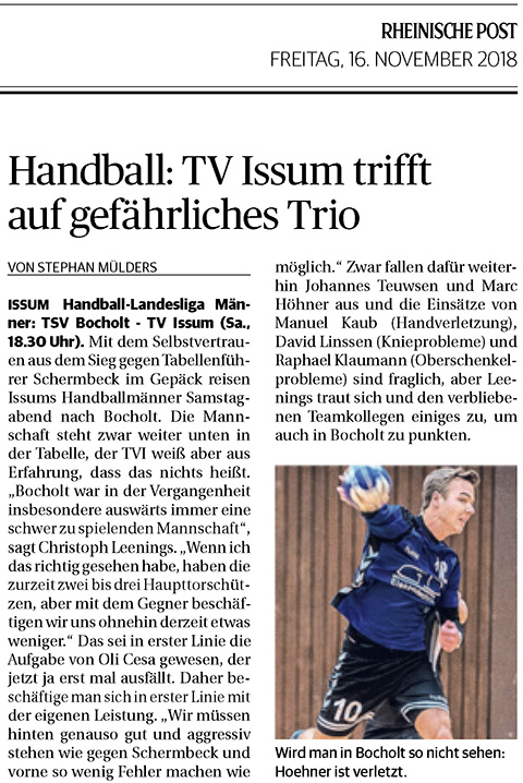 181116 TV Issum trifft auf gefährliches Trio