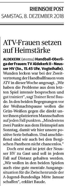 181208 ATV-Frau­en set­zen auf Heim­stär­ke