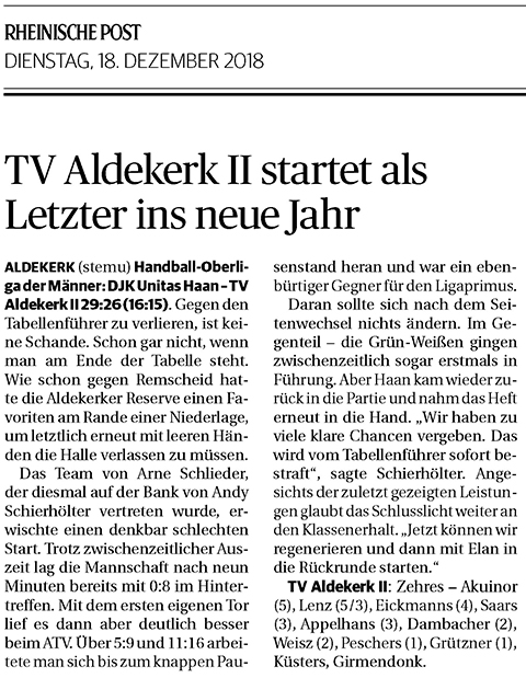 181218 TV Aldekerk II startet als Letzter ins neue Jahr