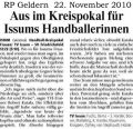 101122 Aus im Kreispokal für Issums Handballfrauen