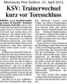 120421 KSV: Trainerwechsel kurz vor Toresschluss