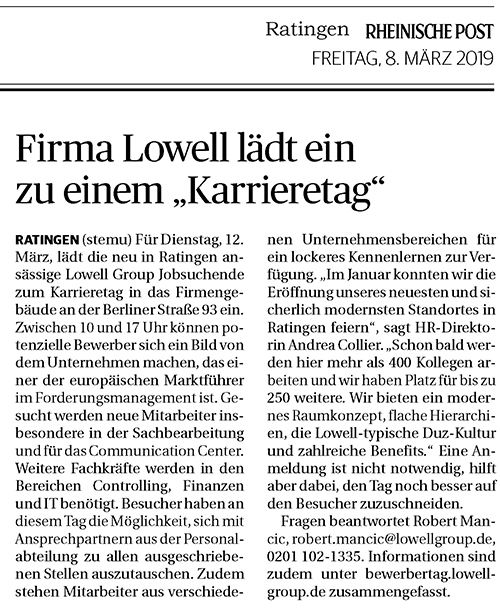 190308 Firma Lowell lädt ein zu einem „Karrieretag“