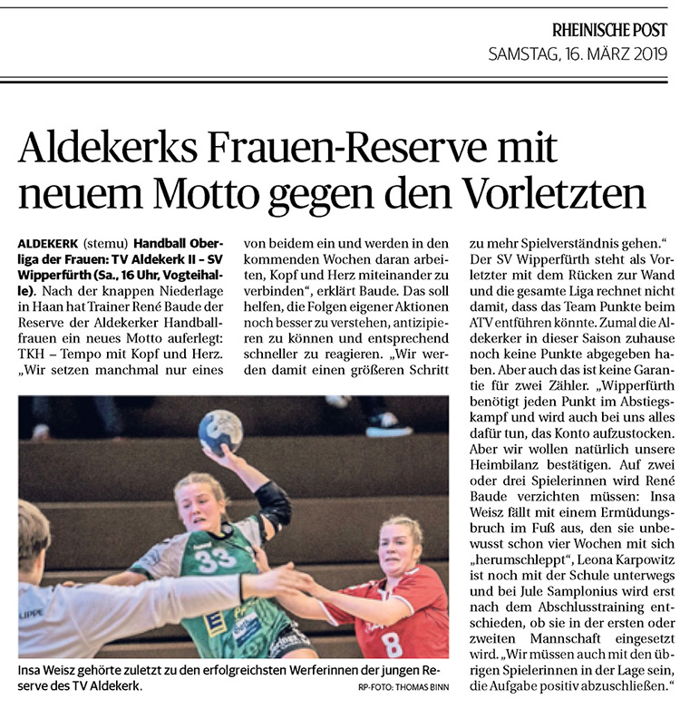 190316 Aldekerks Frauen-Reserve mit neuem Motto gegen den Vorletzten