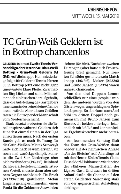 190515 TC Grün-Weiß Gel­dern ist in Bot­trop chan­cen­los