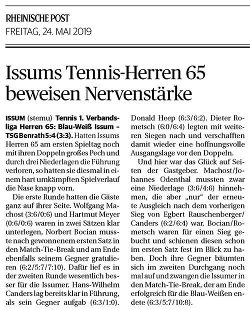 190524 Issums Tennis-Herren 65 beweisen Nervenstärke