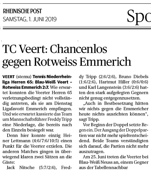 190601 TC Veert: Chancenlos gegen Rotweiss Emmerich