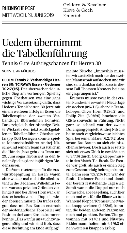 190619 Uedem übernimmt die Tabellenführung