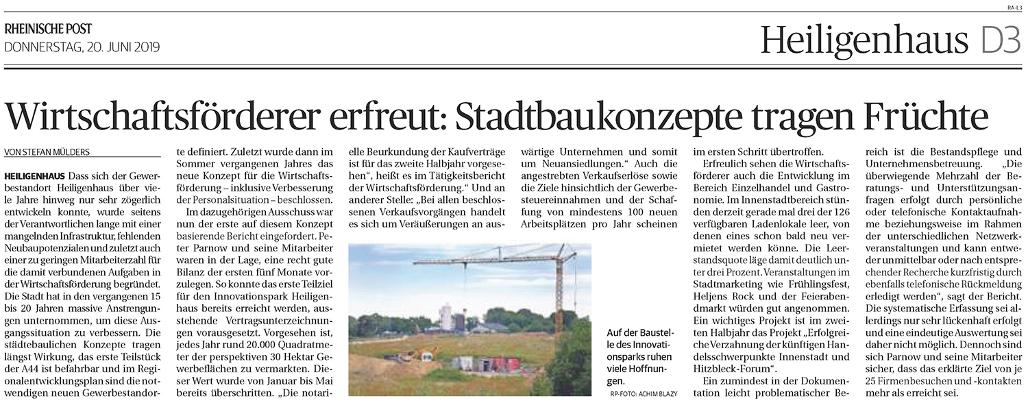 190620 Wirtschaftsförderer: Stadtbaukonzepte tragen Früchte