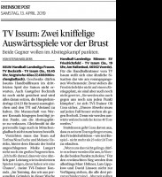 190413 TV Issum: Zwei knif­fe­li­ge Aus­wärts­spie­le vor der Brust