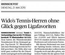 190521 Wido´s Tennis-Herren ohne Glück gegen Ligafavoriten