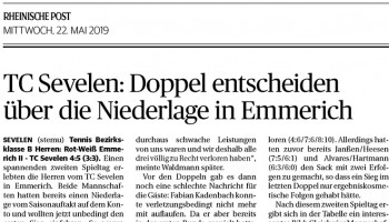 190522 TC Sevelen: Doppel entscheiden über die Niederlage in Emmerich