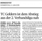 190606 TC Geldern ist dem Abstieg aus der 2. Verbandsliga nah